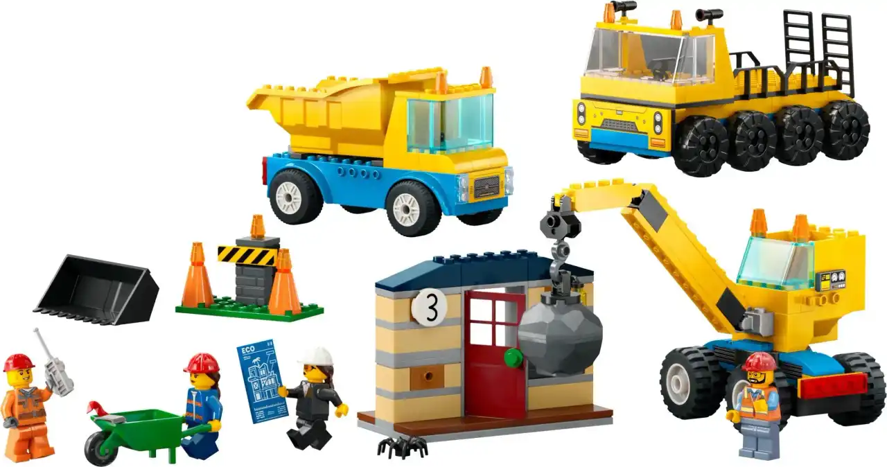 60391 - Construction Trucks and Wrecking Ball Crane